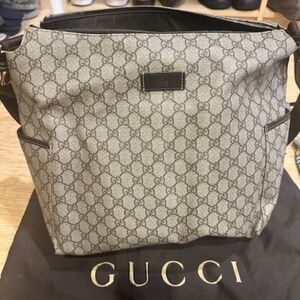 Gucci GG Supreme Zip Top Diaper Bag/Baby Changing Bag